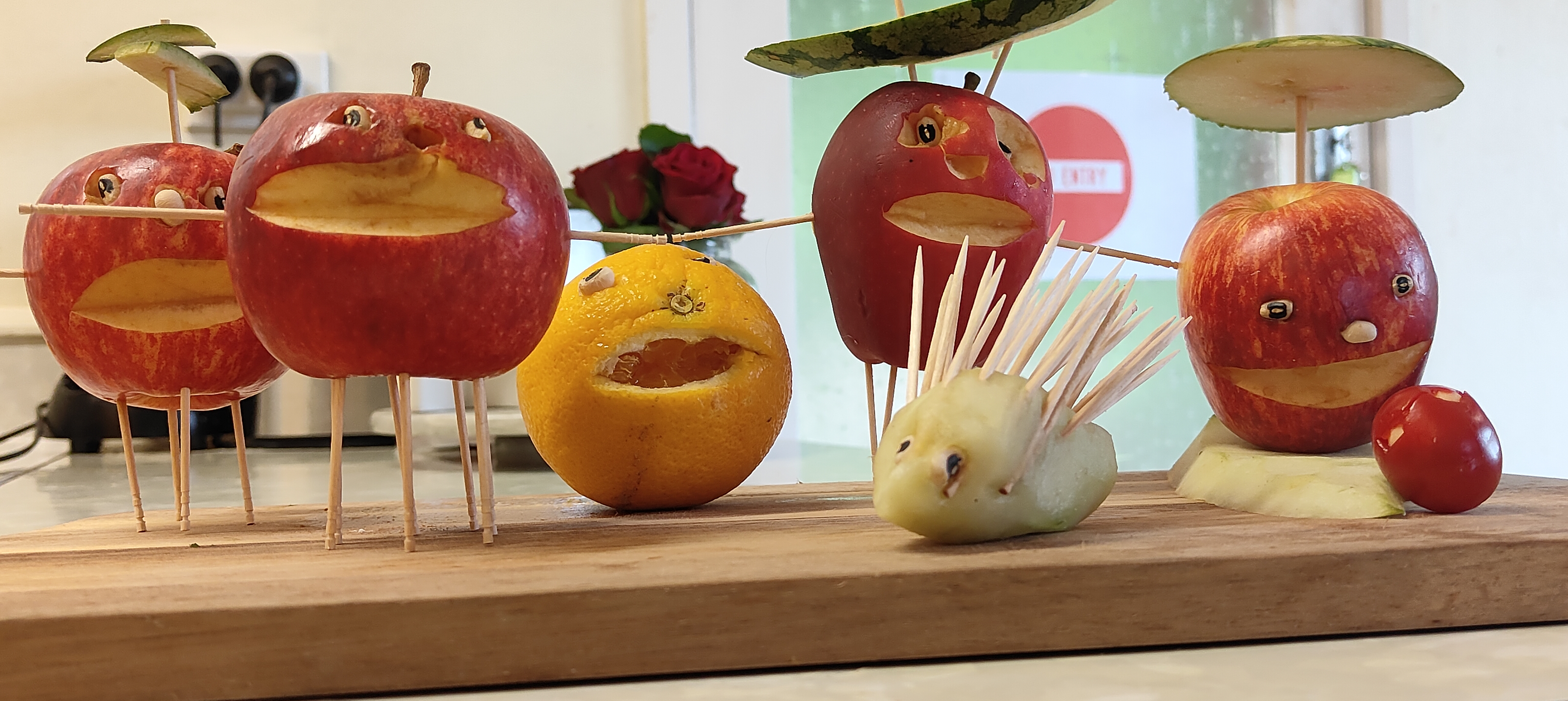 Creative fruit sculptures made by children