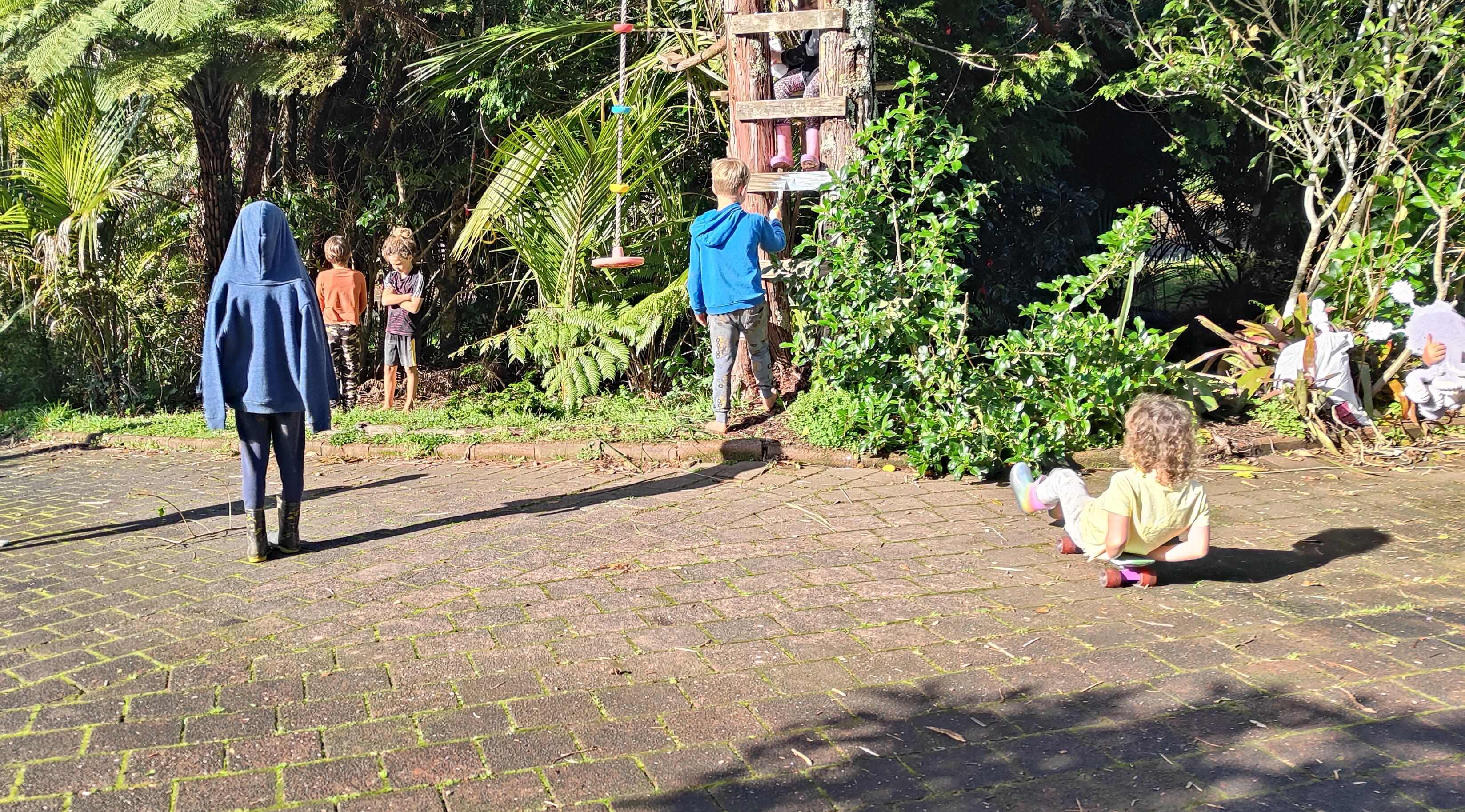 Children in free play across the outdoor space